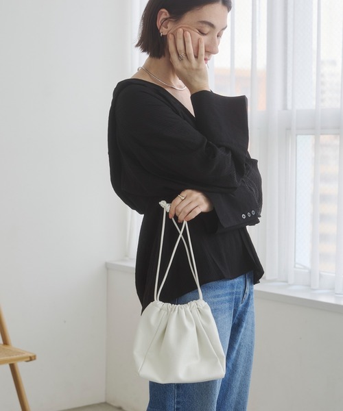 ANGIE ショルダーバッグ バッグ 2WAY巾着ショルダーバッグ メタリック