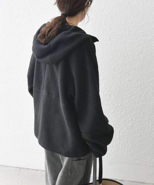 SHIPS any パーカー any:「洗濯機可能」ボア フリース フード ブルゾン