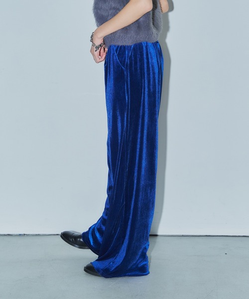 【極美品】ベロアレースパンツ / ブルー LIENCOEUR パンツ ベロアストレートパンツ レディース : ZOZOTOWN