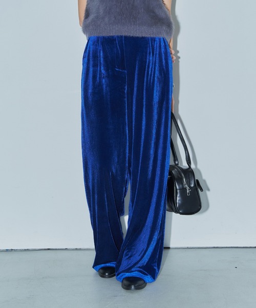 PLEATS PLEASE ベルベット ベロア パンツ LIENCOEUR パンツ ベロアストレートパンツ レディース : ZOZOTOWN