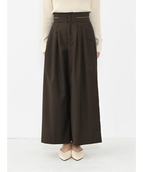 Auralee ハイウエストワイドパンツwide pant パンツ ハイウエストスリーボタンフレアワイドパンツ「低身長