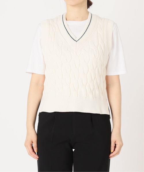 VERMEIL par iena」 Vネックニット - ホワイト レディース : 87470625 