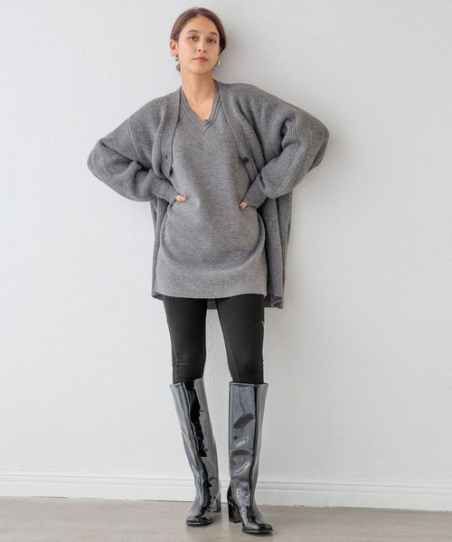 ニット セーター 「HEREIAM」マシンウォッシャブル可／チュニックミラノリブＶネックニット レディース HEREIAM ニット セーター 「HEREIAM」マシンウォッシャブル可
