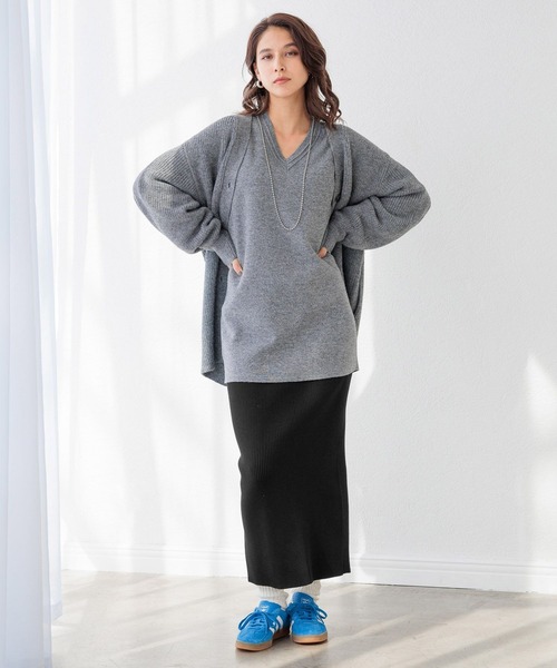 ニット セーター 「HEREIAM」マシンウォッシャブル可／チュニックミラノリブＶネックニット レディース HEREIAM ニット セーター 「HEREIAM」マシンウォッシャブル可