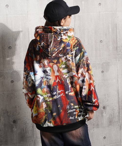 パーカー ベロア 総柄 / Velour all-over patterned parka メンズ
