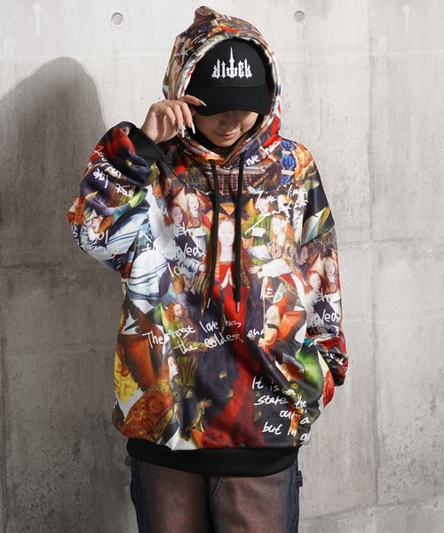 パーカー ベロア 総柄 / Velour all-over patterned parka メンズ パーカー ベロア 総柄 / Velour all-over patterned parka メンズ