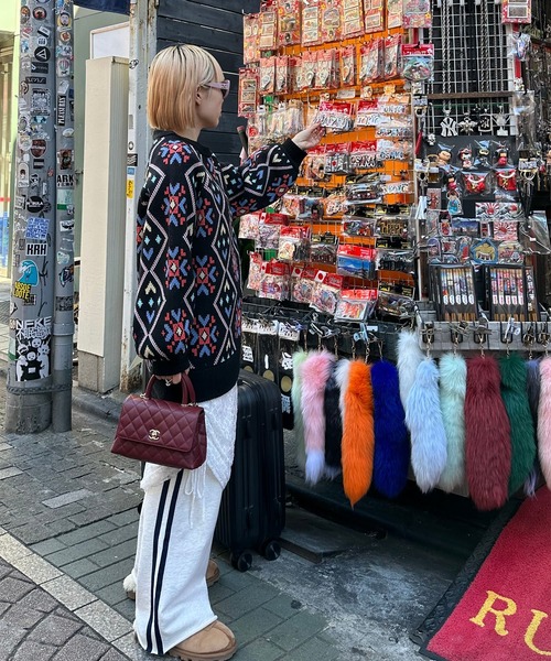 ニット セーター 謎柄BIGニットプルオーバー レディース Alley Tokyo ニット セーター 謎柄BIGニットプルオーバー
