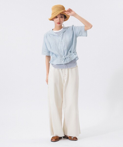 BEAMS BOY ブラウス シャツ ヴィンテージ レース ショートシャツ