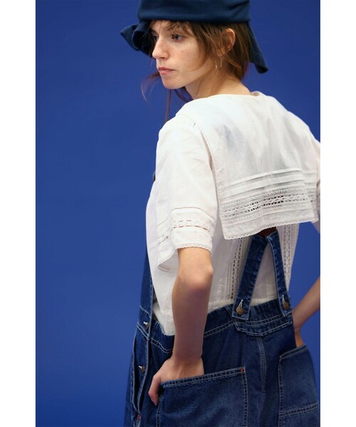 BEAMS BOY ブラウス シャツ ヴィンテージ レース ショートシャツ