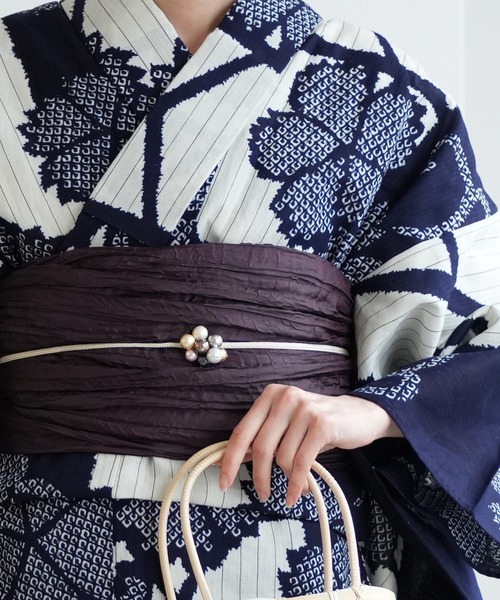 utatane 浴衣 手染め注染浴衣3点セット utatane×注染工房 綿麻 等間し