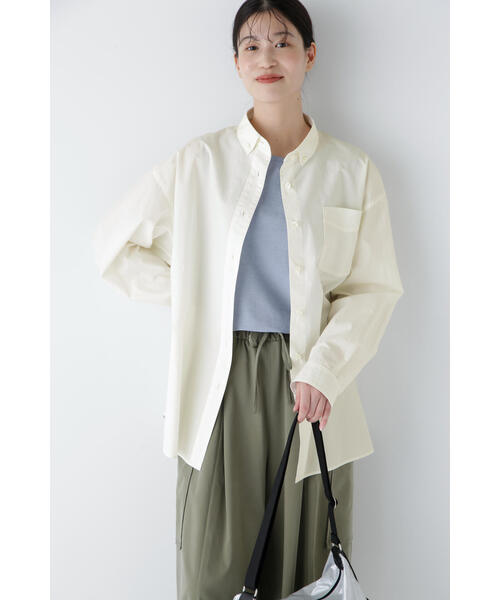 human woman ブラウス シャツ 製品染めボタンダウンオーバー