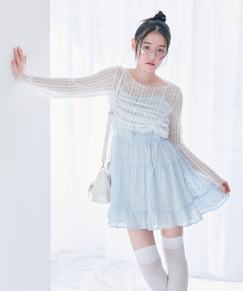 Olive des Olive レースアップミニキャミワンピース OLIVE des ワンピース レースアップミニキャミワンピース
