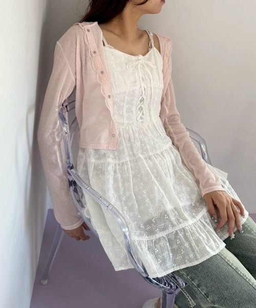 OLIVE des ワンピース レースアップミニキャミワンピース