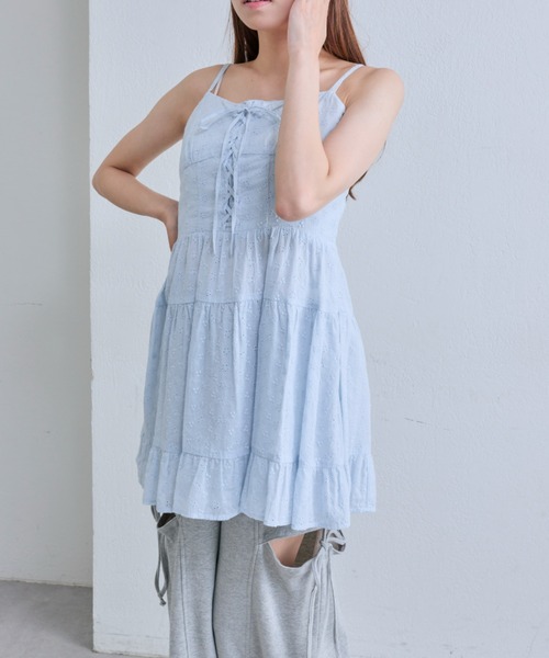 OLIVE des ワンピース レースアップミニキャミワンピース