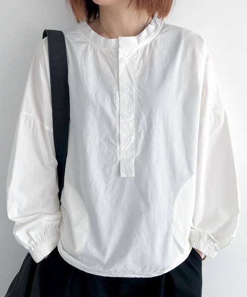BLANC FICELLE ブラウス シャツ プルオーバー ヘンリーシャツ