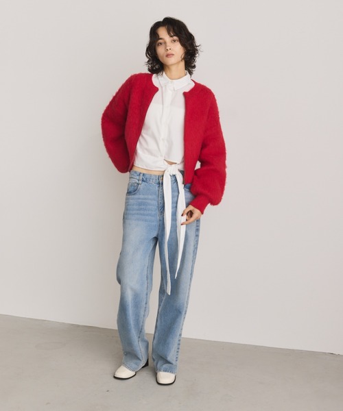 「Aunt Marie's」 ニットカーディガン FREE ホワイト レディース_画像2