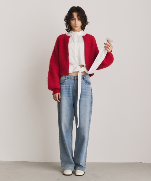 「Aunt Marie's」 ニットカーディガン FREE ホワイト レディース_画像3