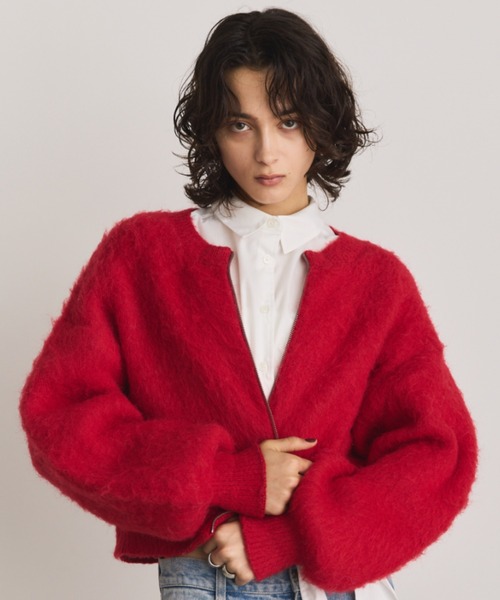 「Aunt Marie's」 ニットカーディガン FREE ホワイト レディース_画像6