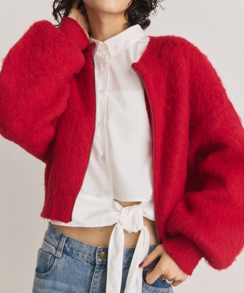 「Aunt Marie's」 ニットカーディガン FREE ホワイト レディース_画像8