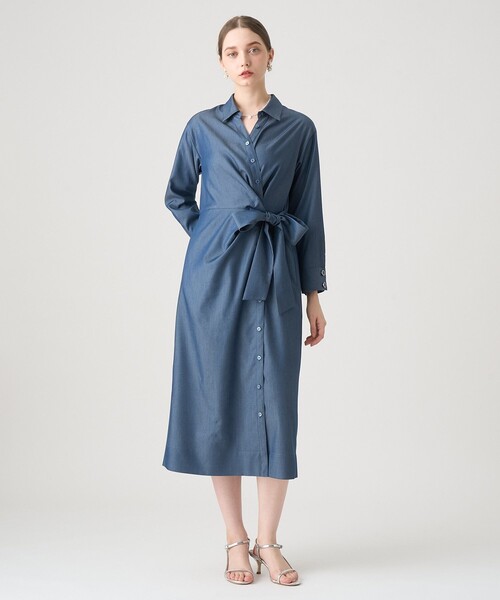 【ANAYI/アナイ】シャツワンピース カシュクール リネン ロング 近年モデル ANAYI（アナイ） ワンピース テンセルツイルカシュクールワンピース