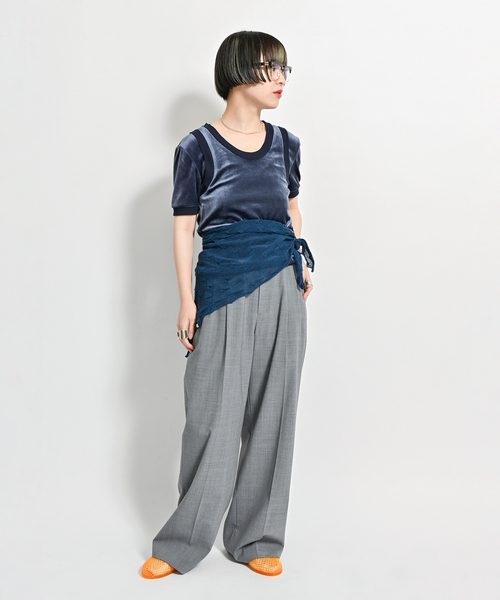 CITY SHOP BICOLOR VELVET Tシャツ ブラック BICOLOR VELVET Tシャツ（Tシャツ／カットソー）｜CITYSHOP