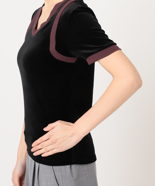 CITY SHOP BICOLOR VELVET Tシャツ ブラック BICOLOR VELVET Tシャツ（Tシャツ／カットソー）｜CITYSHOP