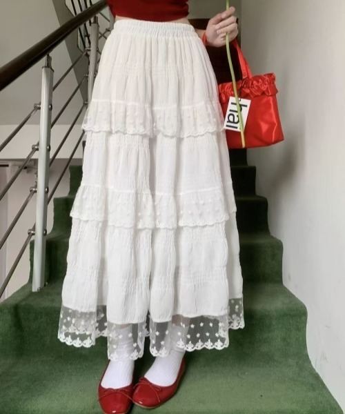 gossip!ロサンゼルス スカート レースフリルティアードスカート