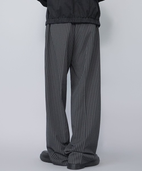 SPINNS（スピンズ） パンツ ピンストライプワイドスラックスパンツ