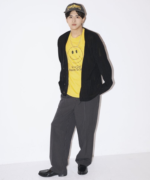 SPINNS（スピンズ） パンツ ピンストライプワイドスラックスパンツ