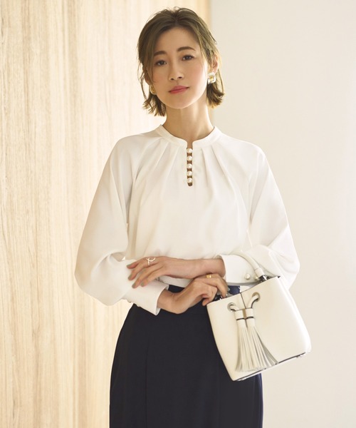 [RUIRUE BOUTIQUE] длинный рукав блуза S белый женский 