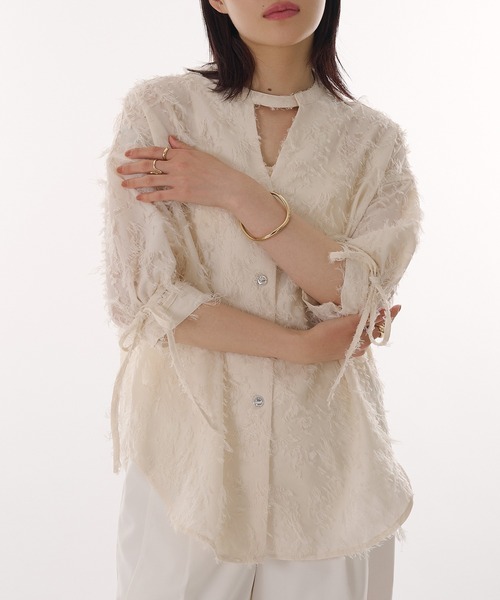 ブラウス シャツ jacquard sheer blouse / ジャガードシアーブラウス レディース