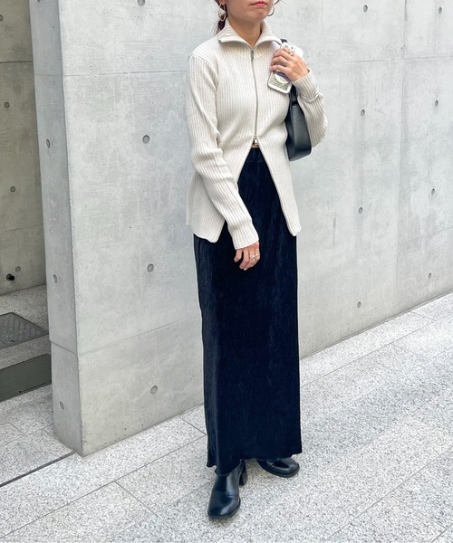「feepur」 ロングスカート MEDIUM グレー レディース_画像4