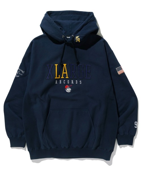 XLARGEネイビーパーカー XLARGE パーカー BACKSIDE SLANTED OG ZIP HOODED SWEATSHIRT