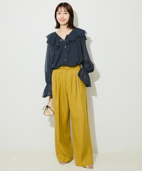 SLOBE IENA ブラウス シャツ フロントスキッパーラッフル