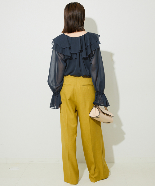 SLOBE IENA スローブイエナ 長袖 ブラウス ラッフルカラーブラウス コットンシルクラッフルカラーブラウス（シャツ／ブラウス