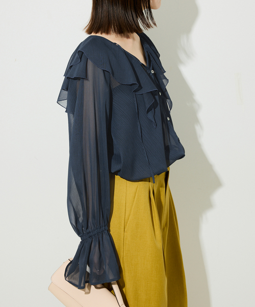 SLOBE IENA ブラウス シャツ フロントスキッパーラッフル