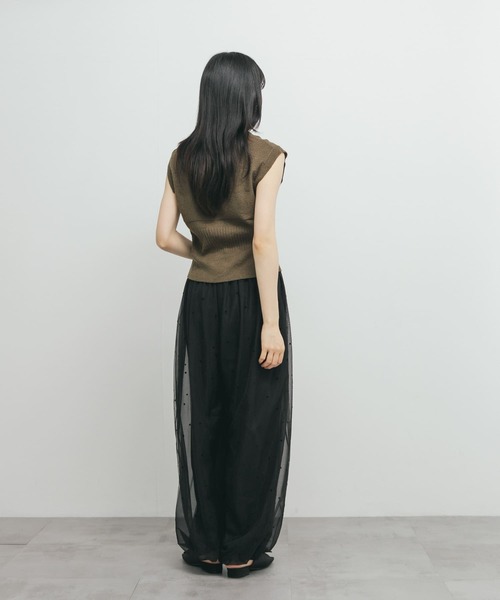 KBF パンツ フロッキードットチュールバルーンパンツ レディース