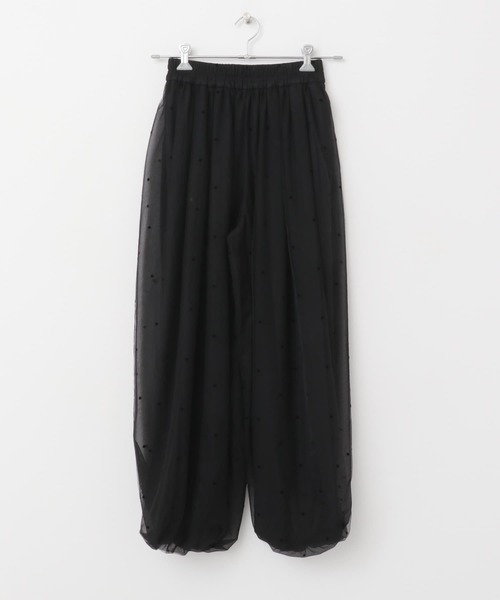 KBF パンツ フロッキードットチュールバルーンパンツ レディース