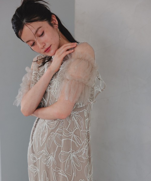 Dorry Dollのパーティドレス Dorry Doll ドレス パイピングフラワードレス 結婚式 同窓会