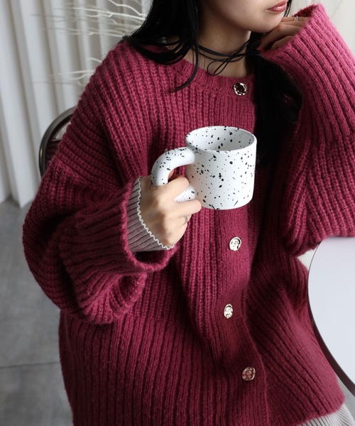 YENNA カーディガン 「モヘア風ニットオーバーカーディガン」前後2WAY