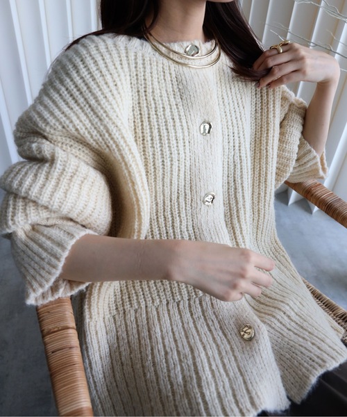 YENNA カーディガン 「モヘア風ニットオーバーカーディガン」前後2WAY