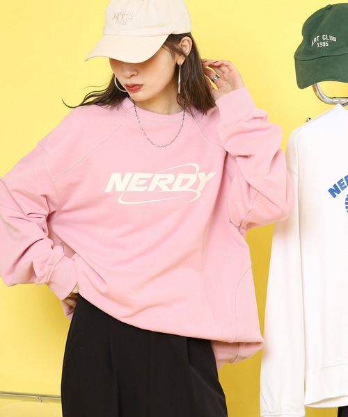 NERDY トレーナー スウェット ステッチロゴスウェットシャツ メンズ