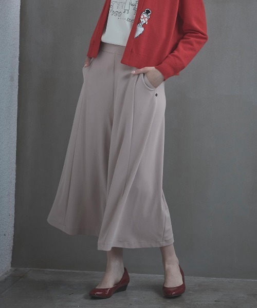 ワイドパンツ パンツ マットポンチ八分丈ワイドパンツ レディース
