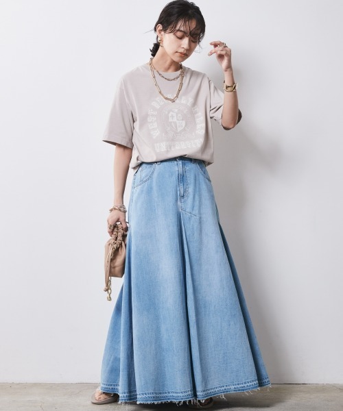 CHIC STYLE 「CHIC STYLE」 デニムロングスカート LL ブルー