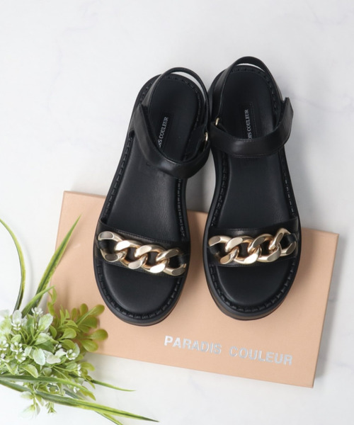 「PARADIS COULEUR」 フラットサンダル 24.5 ブラック レディース_画像6