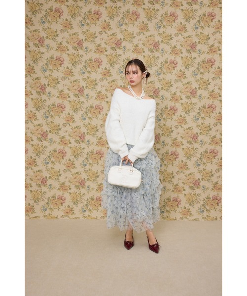 rienda（リエンダ） スカート ランダムタックチュールスカート 秋服 冬