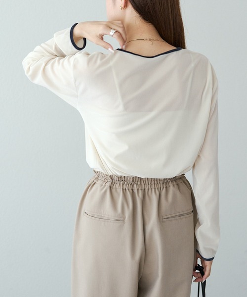 pual ce cin tシャツ ベロア リンガーカットソー レディース