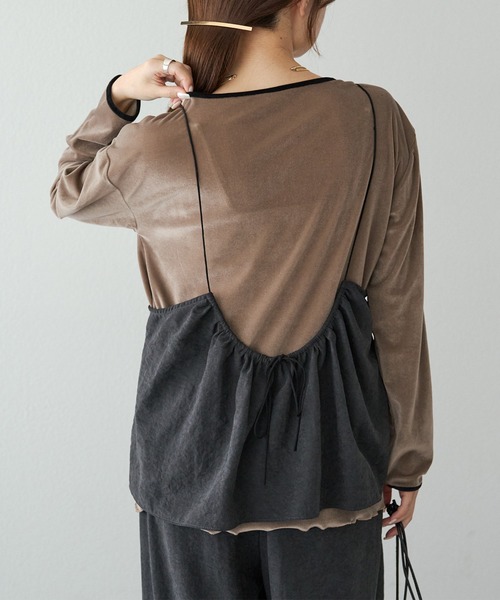 pual ce cin tシャツ ベロア リンガーカットソー レディース