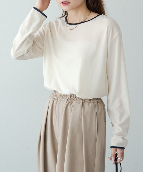 pual ce cin tシャツ ベロア リンガーカットソー レディース