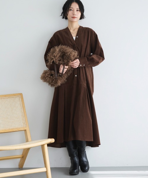 Pal'las Palace コーデュロイワンピース Lサイズ ブラウン 中古・古着通販】Pal'las Palace (パラスパレス) コーデュロイ ロング